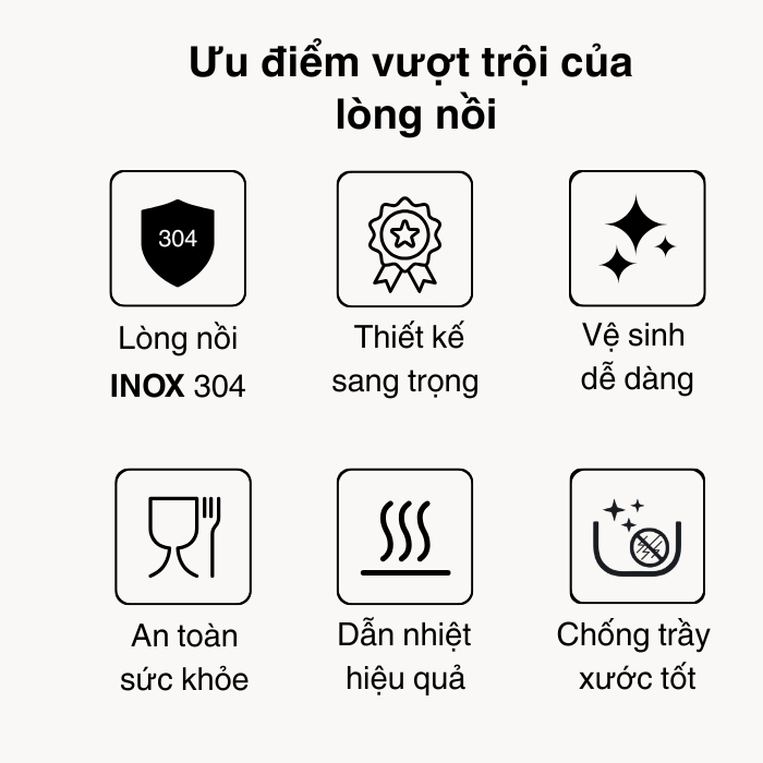 Ruột lõi nồi áp suất inox 5 lít loại dày kích thước 238x138mm