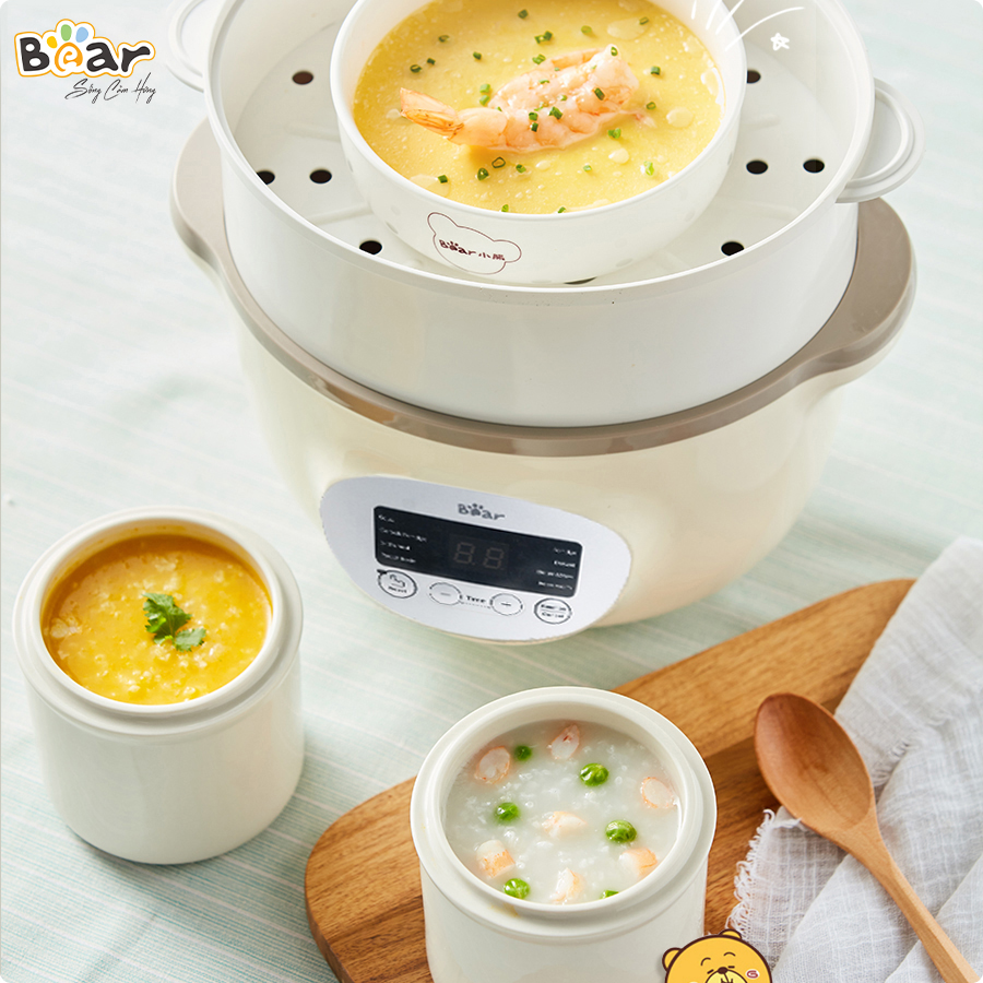 Nồi Nấu Cháo Chậm Bear 1.6L SUBE002 Nồi Chưng Yến Nồi Nấu Cháo Ăn Dặm Cho Bé Nồi Nấu Chậm