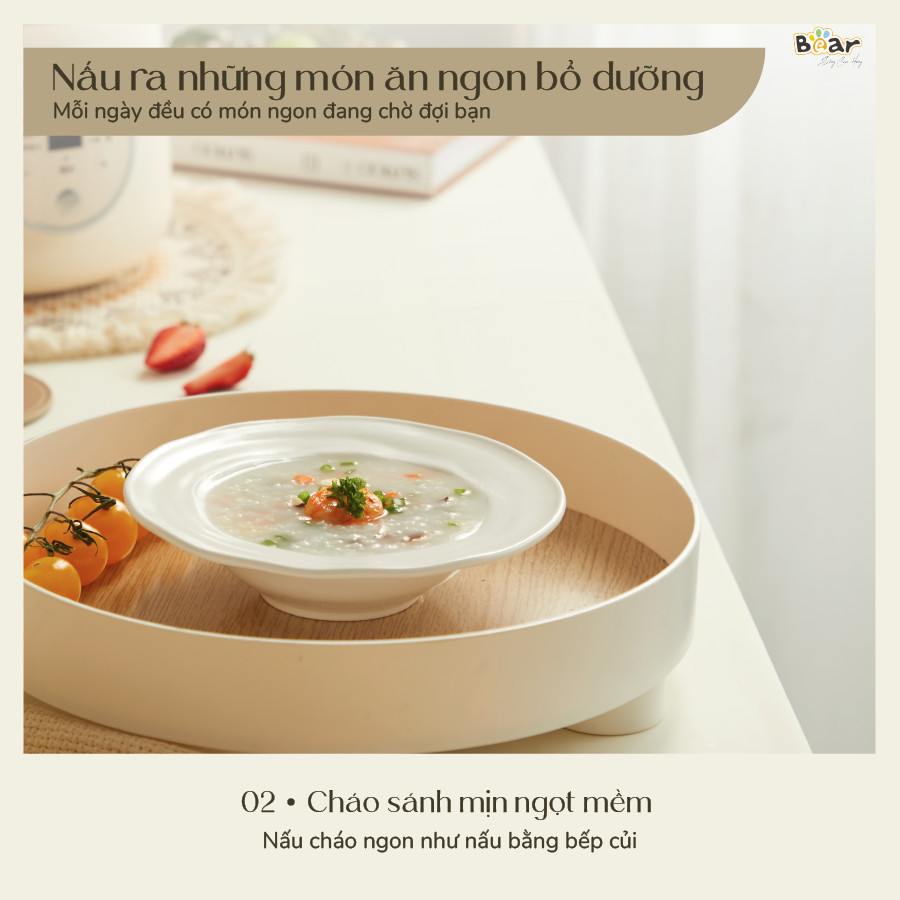 Nồi Nấu Cháo Chậm BEAR 1.5L NNC15 Nồi Nấu Chậm Cho Bé Hầm Giữ Ấm Giữ Trọn Chất Dinh Dưỡng Nồi Nấu Cháo Bản Tiếng Việt