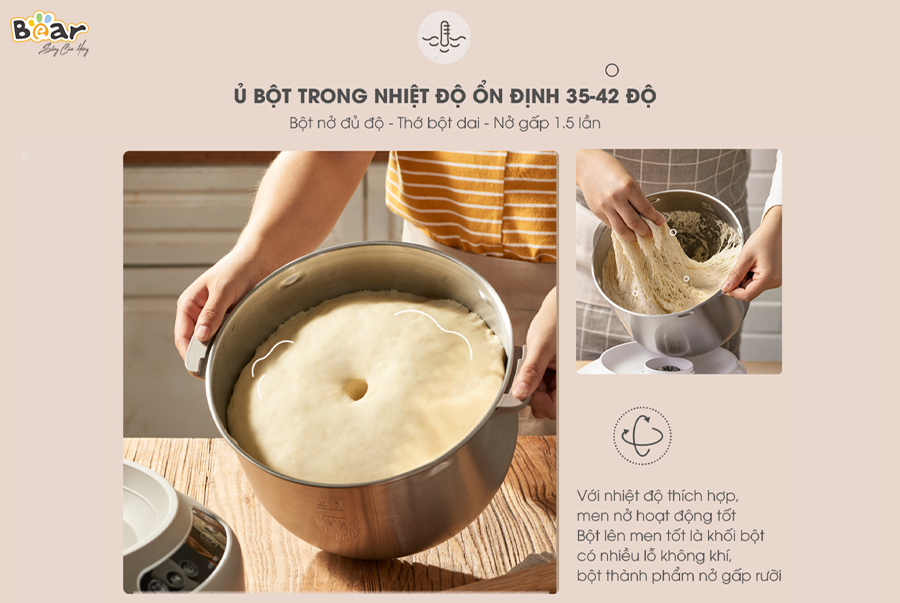 Bột được ủ nở đều trong nhiệt độ lý tưởng một cách tự động 