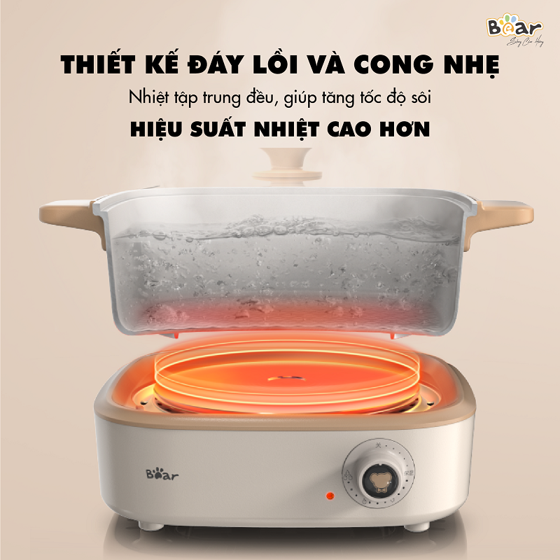 Nồi Lẩu Điện Đa Năng Bear DHG-C40M1 Tiết Kiệm Điện 7 trong 1 Chống Dính Cao Cấp Nấu Lẩu Thịt Nướng