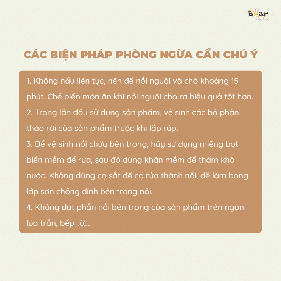 Nồi Cơm Điện 3L Bear SB-NC30B - 600W - 6 chức năng nấu đa dạng - Bảng điều khiển tiếng Việt - Dễ sử dụng