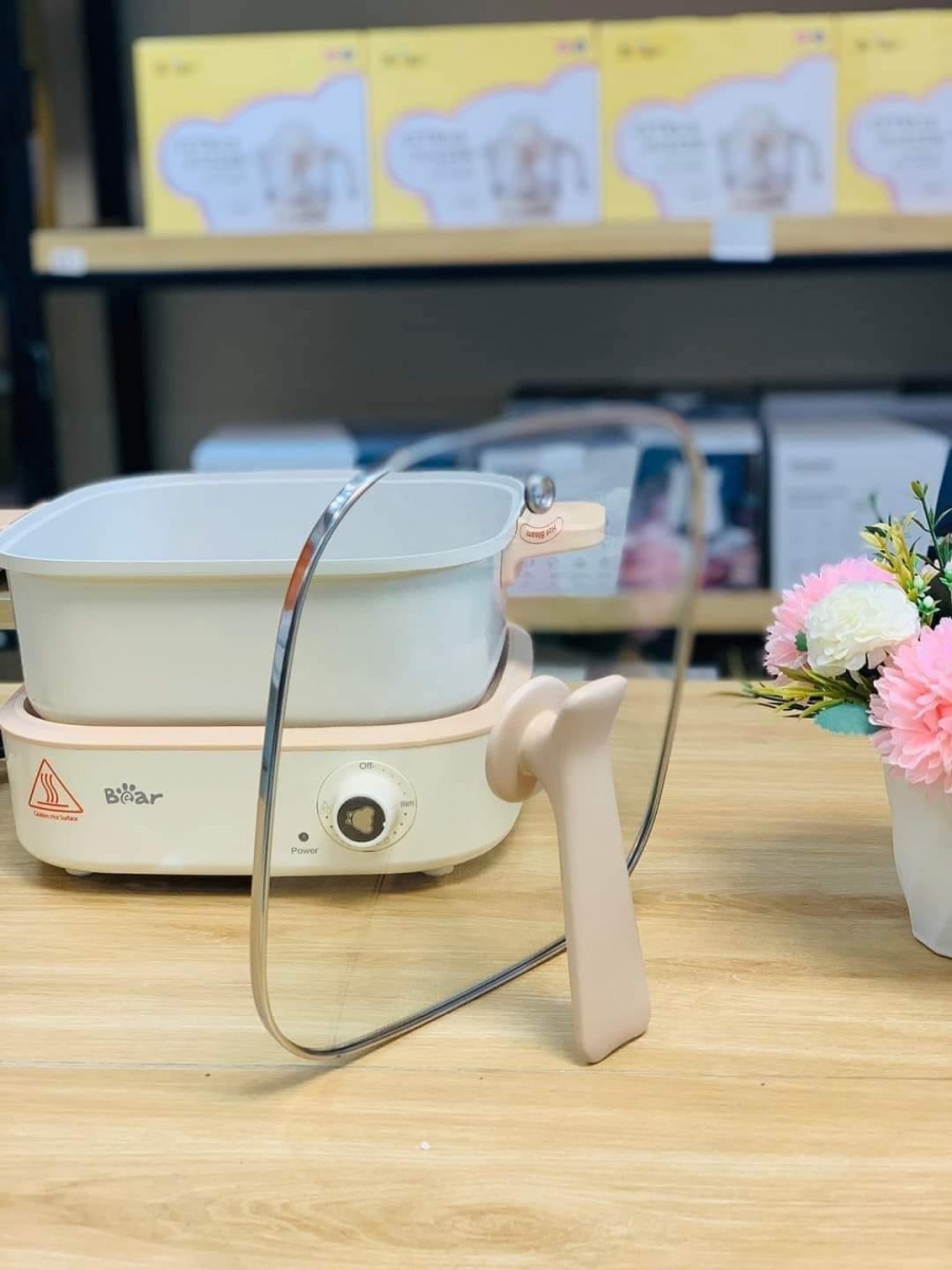 Nồi Lẩu Điện Đa Năng Bear DHG-C40M1 Tiết Kiệm Điện 7 trong 1 Chống Dính Cao Cấp Nấu Lẩu Thịt Nướng
