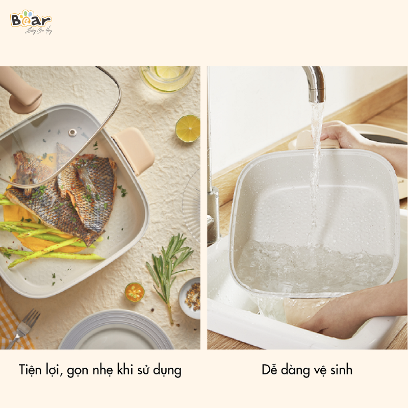 Nồi Lẩu Điện Đa Năng Bear DHG-C40M1 Tiết Kiệm Điện 7 trong 1 Chống Dính Cao Cấp Nấu Lẩu Thịt Nướng