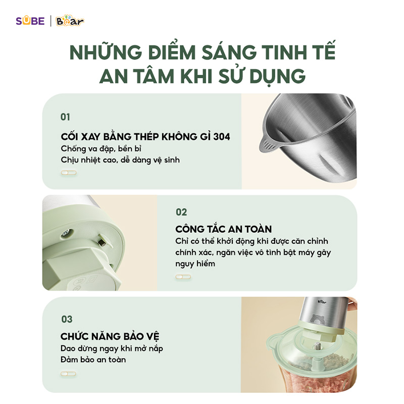Máy Xay Thịt 1.8L Bear CH-4H03F Máy Xay Thịt Đa Năng Cối Xay Thịt Máy Xay Đa Năng Cối Xay Máy Xay Thịt Mini Máy xay thịt Bear CH-4H03F