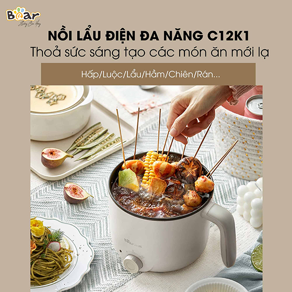 Nồi điện đa năng Bear 1.2L DRG-C12K1