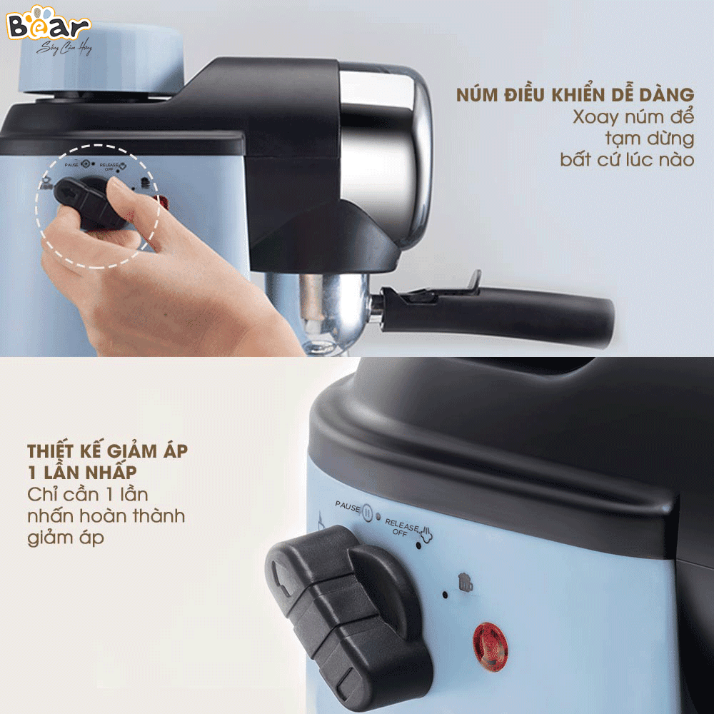 Máy Pha Cà Phê Bear Tự Động CF-B02V1 800W Pha Espresso Phong Cách Ý