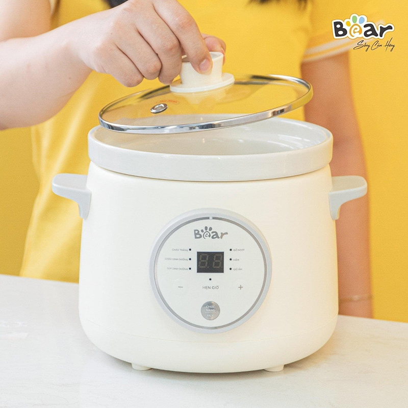 Nồi Nấu Cháo Chậm BEAR 1.5L NNC15 Nồi Nấu Chậm Cho Bé Hầm Giữ Ấm Giữ Trọn Chất Dinh Dưỡng Nồi Nấu Cháo Bản Tiếng Việt