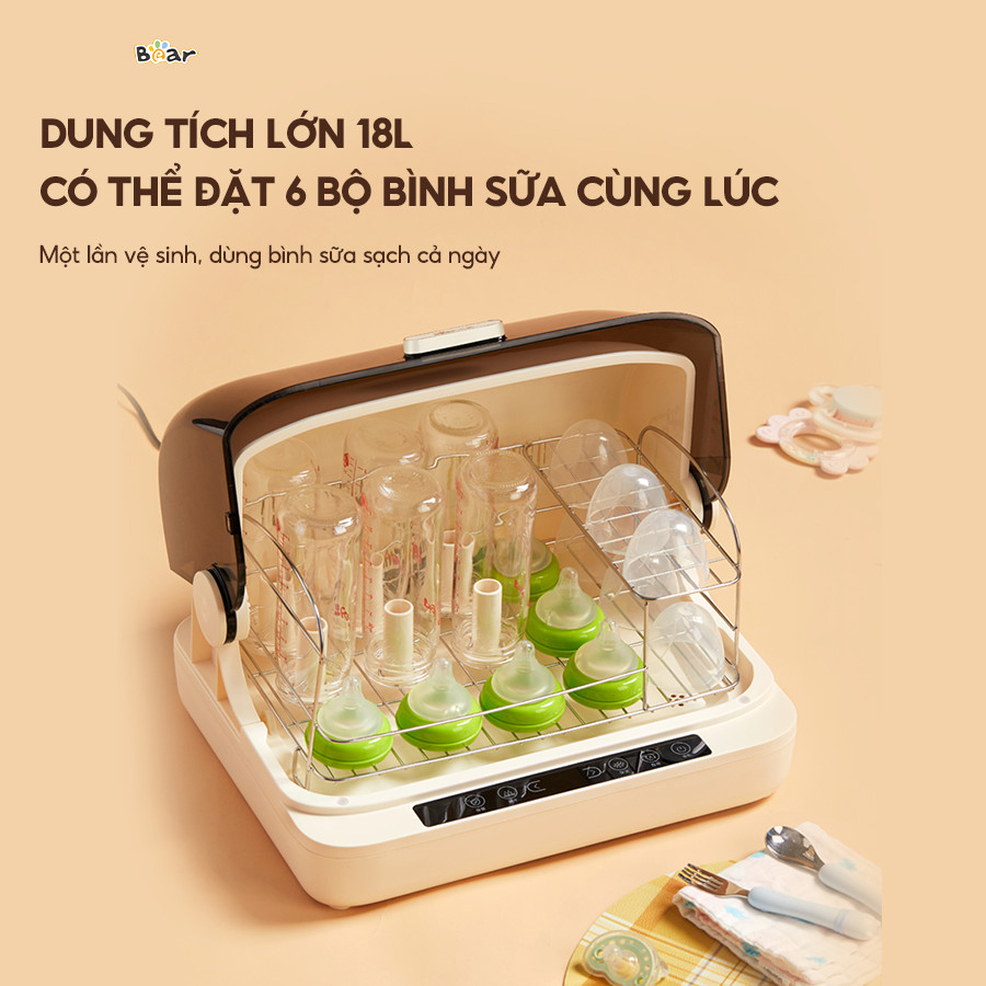 Máy Tiệt Trùng Bình Sữa Bear SB-MTT20 18L Máy Tiệt Trùng Sấy Khô Máy Tiệt Trùng UV Ti Giả Bình Sữa Máy Diệt Trùng