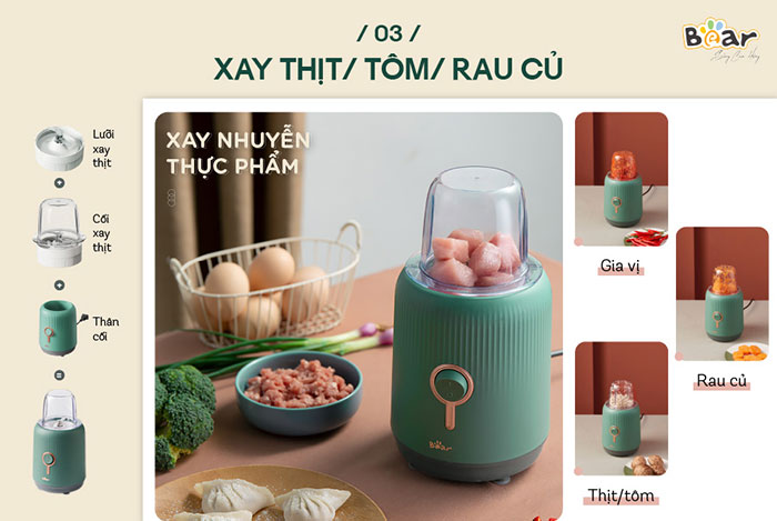Xay thịt, các loại rau củ