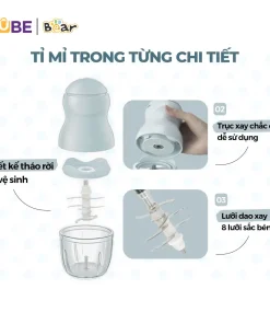 Alternative view of Máy Xay Ăn Dặm Cầm Tay GR-B03V8 Bear 0.3L 8 Lưỡi Dao Inox 304 Xay Nhuyễn Thịt Cá Rau Củ Quả Cối Thủy Tinh Borosilicate