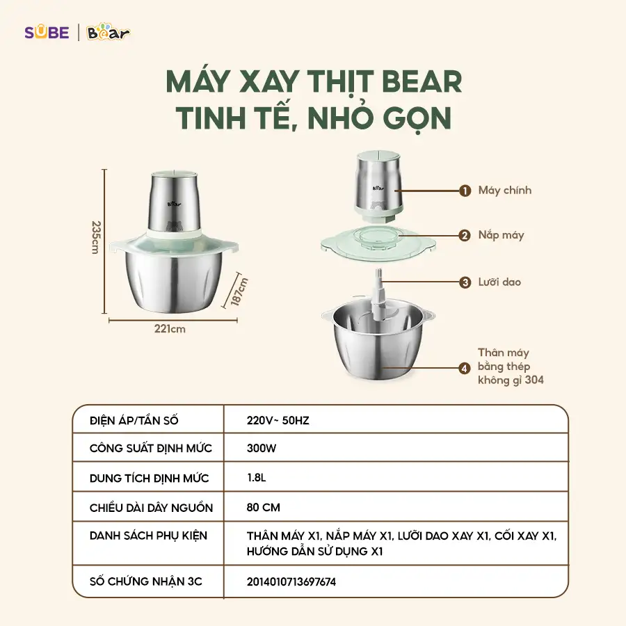 Máy Xay Thịt 1.8L Bear CH-4H03F Máy Xay Thịt Đa Năng Cối Xay Thịt Máy Xay Đa Năng Cối Xay Máy Xay Thịt Mini Máy Xay Thịt 1.8L Bear CH-4H03F Máy Xay Thịt Đa Năng Cối Xay Thịt Máy Xay Đa Năng Cối Xay Máy Xay Thịt Mini - Ảnh 7