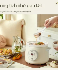 Nồi Nấu Cháo Chậm BEAR 1.5L NNC15 Nồi Nấu Chậm Cho Bé Hầm Giữ Ấm Giữ Trọn Chất Dinh Dưỡng Nồi Nấu Cháo Bản Tiếng Việt