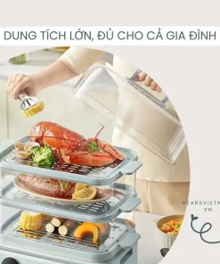 Nồi lẩu hấp Bear DZG-P20W7 đa năng 21.5L Tiếng Việt bảo hành 18 tháng Lẩu Hầm Healthy Tiết Kiệm Điện