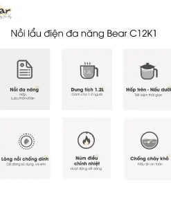 Alternative view of Nồi Lẩu Điện Đa Năng Bear DRG-C12K1 Nồi Lẩu Mini Đa Năng Kèm Lồng Hấp