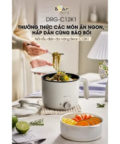 Nồi Lẩu Điện Đa Năng Bear DRG-C12K1 Nồi Lẩu Mini Đa Năng Kèm Lồng Hấp