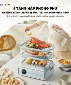 Alternative view of Nồi Hấp Lẩu Điện Tráng Men Đa Năng DZG-P20W7 Màu Xanh Kèm Khay Inox 2 Tầng