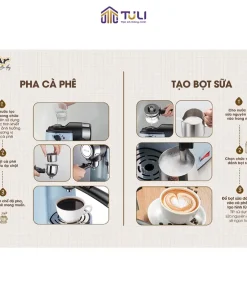 Máy Pha Cà Phê Bear Tự Động CF-B02V1 800W Pha Espresso Phong Cách Ý