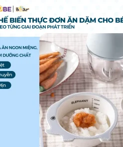 Máy Xay Ăn Dặm Cầm Tay GR-B03V8 Bear 0.3L 8 Lưỡi Dao Inox 304 Xay Nhuyễn Thịt Cá Rau Củ Quả Cối Thủy Tinh Borosilicate