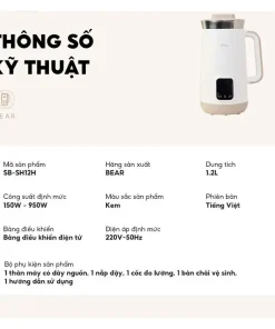 Máy Làm Sữa Hạt BEAR 1.2L SB-SH12H TIẾNG VIỆT Máy Xay Nấu Đa Năng