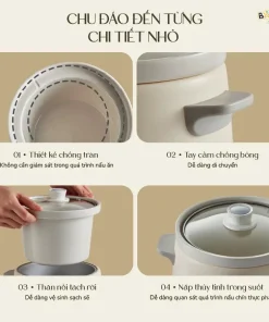 Nồi Nấu Cháo Chậm BEAR 1.5L NNC15 Nồi Nấu Chậm Cho Bé Hầm Giữ Ấm Giữ Trọn Chất Dinh Dưỡng Nồi Nấu Cháo Bản Tiếng Việt