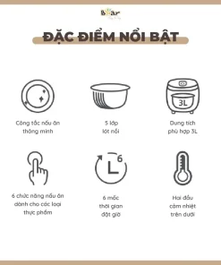 Alternative view of Nồi Cơm Điện Tử Bear Lòng Nồi 5 Lớp Đa Năng Nấu Cơm Nấu Cháo Hầm Hấp Hâm Nóng Hẹn Giờ Lòng Nồi 1.2L SB-NC30A