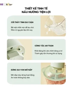 Máy Xay Thịt Đa Năng 1.8L Bear Xay Rau Củ Hạt Cứng Nhuyễn Mịn Nhanh Chóng Đảm Bảo An Toàn Tiện Lợi SB-MX20A