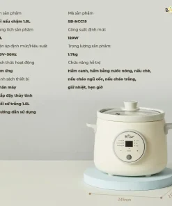 Nồi Nấu Cháo Chậm BEAR 1.5L NNC15 Nồi Nấu Chậm Cho Bé Hầm Giữ Ấm Giữ Trọn Chất Dinh Dưỡng Nồi Nấu Cháo Bản Tiếng Việt
