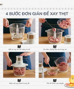Máy Xay Thịt Đa Năng Bear SB-MA02L 2L 30W Cối Thủy Tinh Xay Thịt Cá Rau Củ Cực Nhuyễn Chống Ồn Dễ Vệ Sinh Công Suất