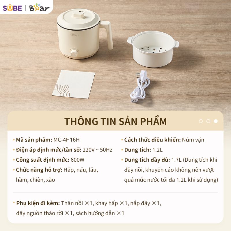 Nồi điện đa năng Bear MC-4H16H 2 noi dien da nang bear mc 4h16h 12