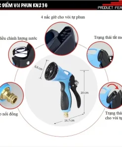 Vòi tưới cây đa năng Lionking Ống nước 5 lớp vòi tưới cây kim loại có 10 kiểu phun Vòi tưới cây đa năng Lionking Ống nước 5 lớp vòi tưới cây kim loại có 10 kiểu phun