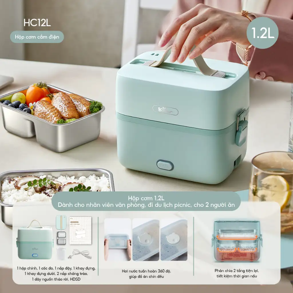 Hộp cơm HC12L Xanh