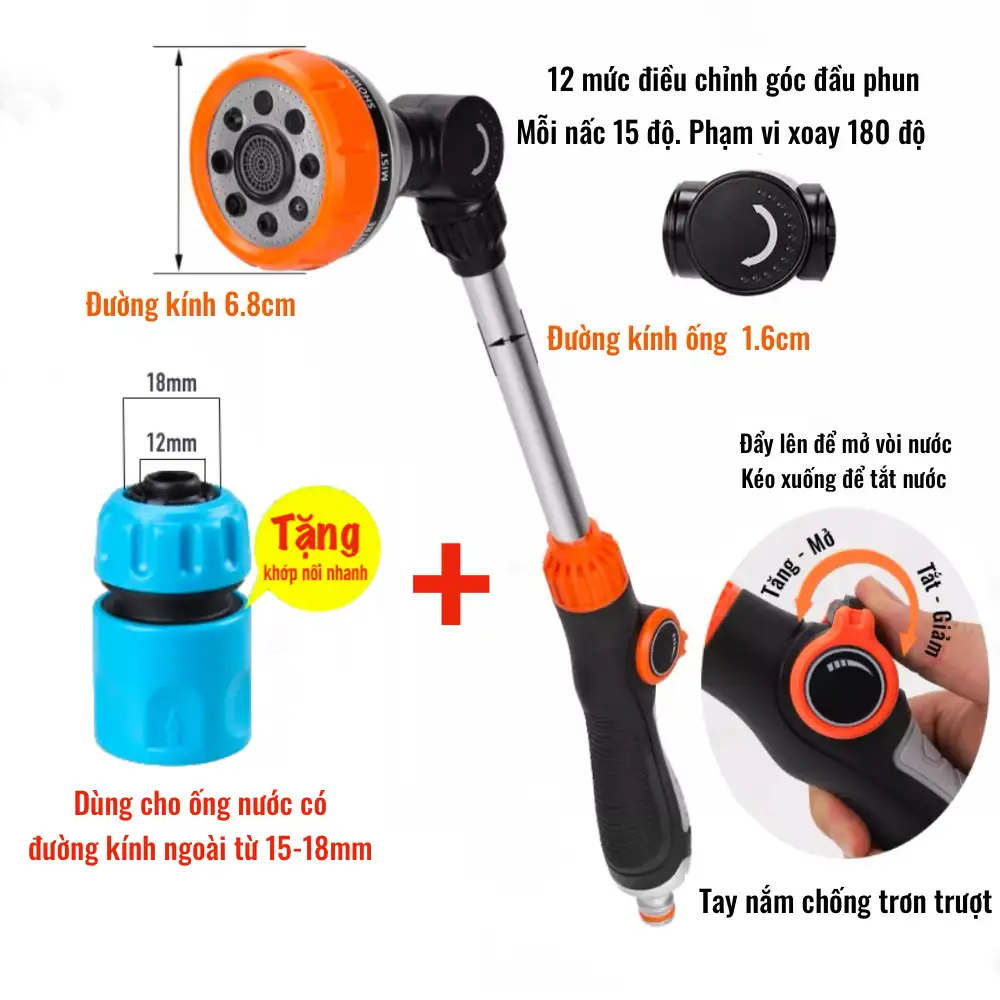 Vòi 47cm+khớp phi 18