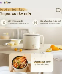 Nồi Điện Đa Năng Mini Bear MC-4H16H 1.2L Nấu Lẩu Hầm Hấp Chiên Xào Lòng Nồi Chống Dính 2 Mức Nhiệt 300W-600W Nồi Điện Đa Năng Mini Bear MC-4H16H 1.2L Nấu Lẩu Hầm Hấp Chiên Xào Lòng Nồi Chống Dính 2 Mức Nhiệt 300W-600W