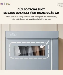 Tủ Sấy Quần Áo Bear HGJ-D12D5 Tủ Vải Máy Sấy Sưởi Gấp Gọn 2 Tầng 475L Sấy Khô Nhanh Công Suất 1200W Diệt Khuẩn Hẹn Giờ