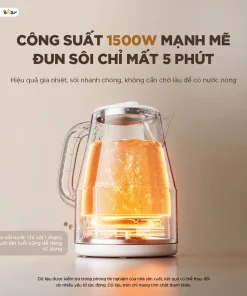 Ấm Đun Siêu Tốc Bear EB-5H15D Dung Tích 1.5L Ấm Đun Nước Pha Sữa Ấm Đun Siêu Tốc Mini Pha Trà Ấm Đun Nước Giữ Nhiệt