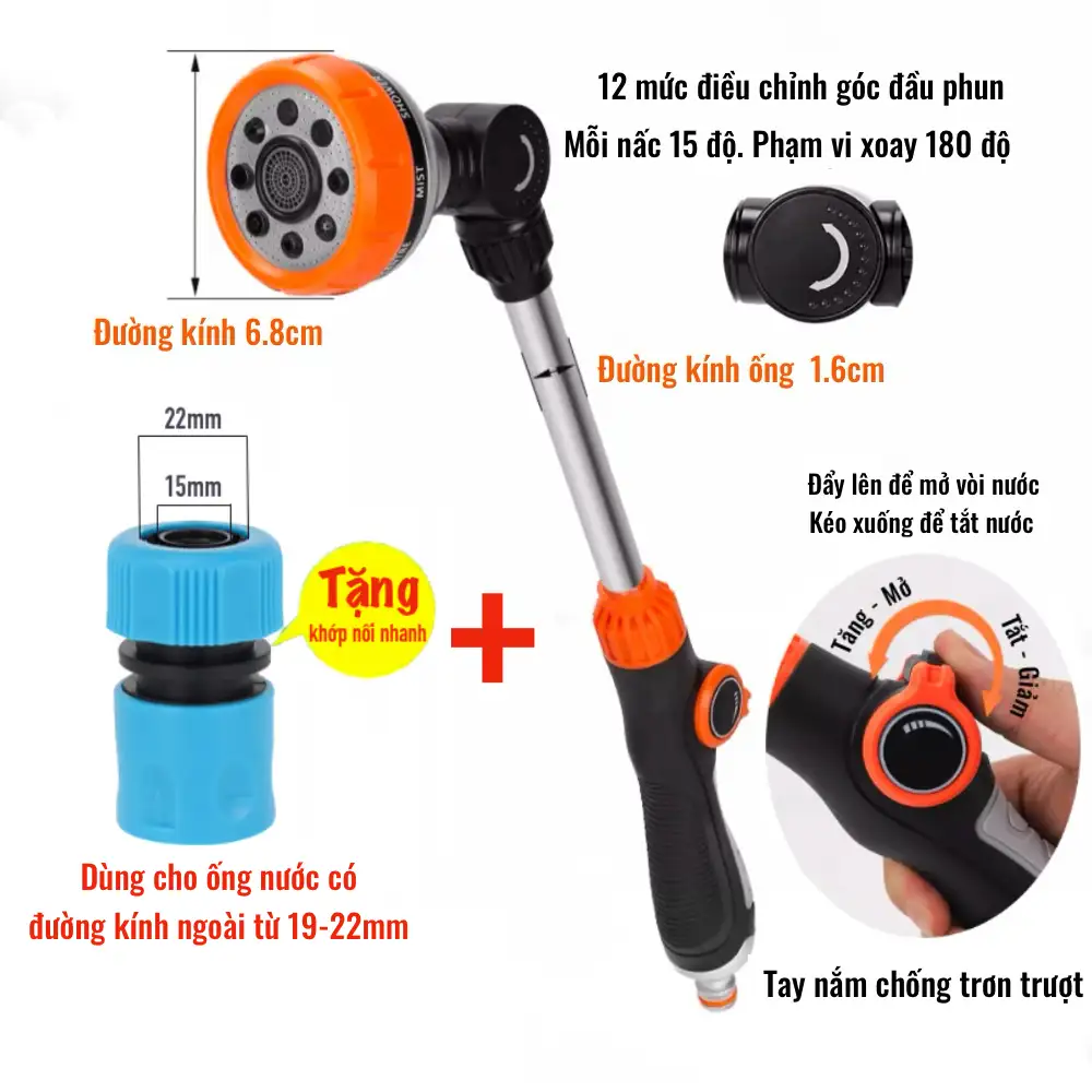 Vòi 47cm+khớp phi 21