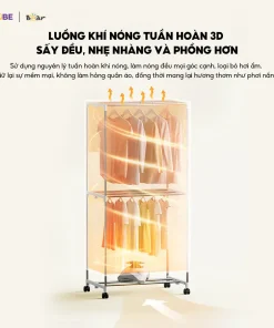 Tủ Sấy Quần Áo Bear HGJ-D12D5 Tủ Vải Máy Sấy Sưởi Gấp Gọn 2 Tầng 475L Sấy Khô Nhanh Công Suất 1200W Diệt Khuẩn Hẹn Giờ