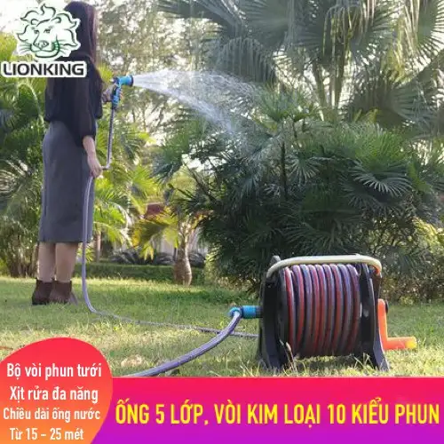 Vòi tưới cây đa năng Lionking Ống nước 5 lớp vòi tưới cây kim loại có 10 kiểu phun Vòi tưới cây đa năng Lionking Ống nước 5 lớp vòi tưới cây kim loại có 10 kiểu phun - Ảnh 2