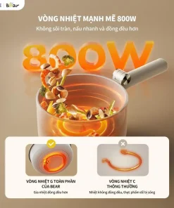 Alternative view of Nồi Điện Đa Năng Mini Bear MC-4H16G 1.6L Nấu Lẩu Hầm Hấp Chiên Xào Lòng Nồi Chống Dính Tay Cầm Gấp Gọn Tiện Lợi Nhỏ Gọn