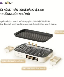 Bếp Nướng Điện Không Khói Bear GR-4H15C Đa Năng Chiên Xào Khay Nướng Hệ Thống Phát Nhiệt 5U Phân Bố Nhiệt Đồng Đều