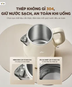 Ấm Đun Siêu Tốc Bear EB-5H15D Dung Tích 1.5L Ấm Đun Nước Pha Sữa Ấm Đun Siêu Tốc Mini Pha Trà Ấm Đun Nước Giữ Nhiệt
