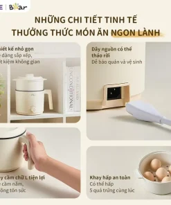Nồi Điện Đa Năng Mini Bear MC-4H16H 1.2L Nấu Lẩu Hầm Hấp Chiên Xào Lòng Nồi Chống Dính 2 Mức Nhiệt 300W-600W Nồi Điện Đa Năng Mini Bear MC-4H16H 1.2L Nấu Lẩu Hầm Hấp Chiên Xào Lòng Nồi Chống Dính 2 Mức Nhiệt 300W-600W