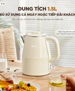 Ấm Đun Siêu Tốc Bear EB-5H15D Dung Tích 1.5L Ấm Đun Nước Pha Sữa Ấm Đun Siêu Tốc Mini Pha Trà Ấm Đun Nước Giữ Nhiệt