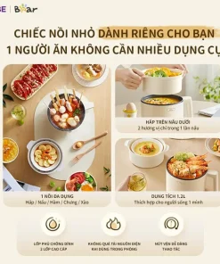 Nồi Điện Đa Năng Mini Bear MC-4H16H 1.2L Nấu Lẩu Hầm Hấp Chiên Xào Lòng Nồi Chống Dính 2 Mức Nhiệt 300W-600W Nồi Điện Đa Năng Mini Bear MC-4H16H 1.2L Nấu Lẩu Hầm Hấp Chiên Xào Lòng Nồi Chống Dính 2 Mức Nhiệt 300W-600W