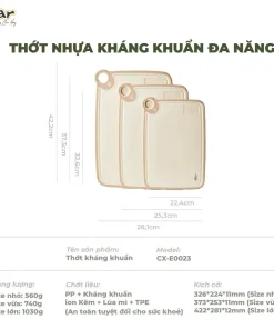 Alternative view of Thớt Bear Cao Cấp CX-E0023 Chống Khuẩn Chất Liệu An Toàn Bề Mặt Chống Trượt Dễ Vệ Sinh Dùng Nhà Bếp