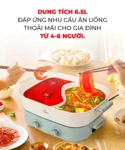 Bếp Nướng Lẩu Hai Ngăn Đa Năng Chính Hãng Kalpen 6.5L Công Suất 2200W Bảo Hành 2 Năm