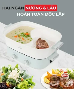 Bếp Nướng Lẩu Hai Ngăn Đa Năng Chính Hãng Kalpen 6.5L Công Suất 2200W Bảo Hành 2 Năm