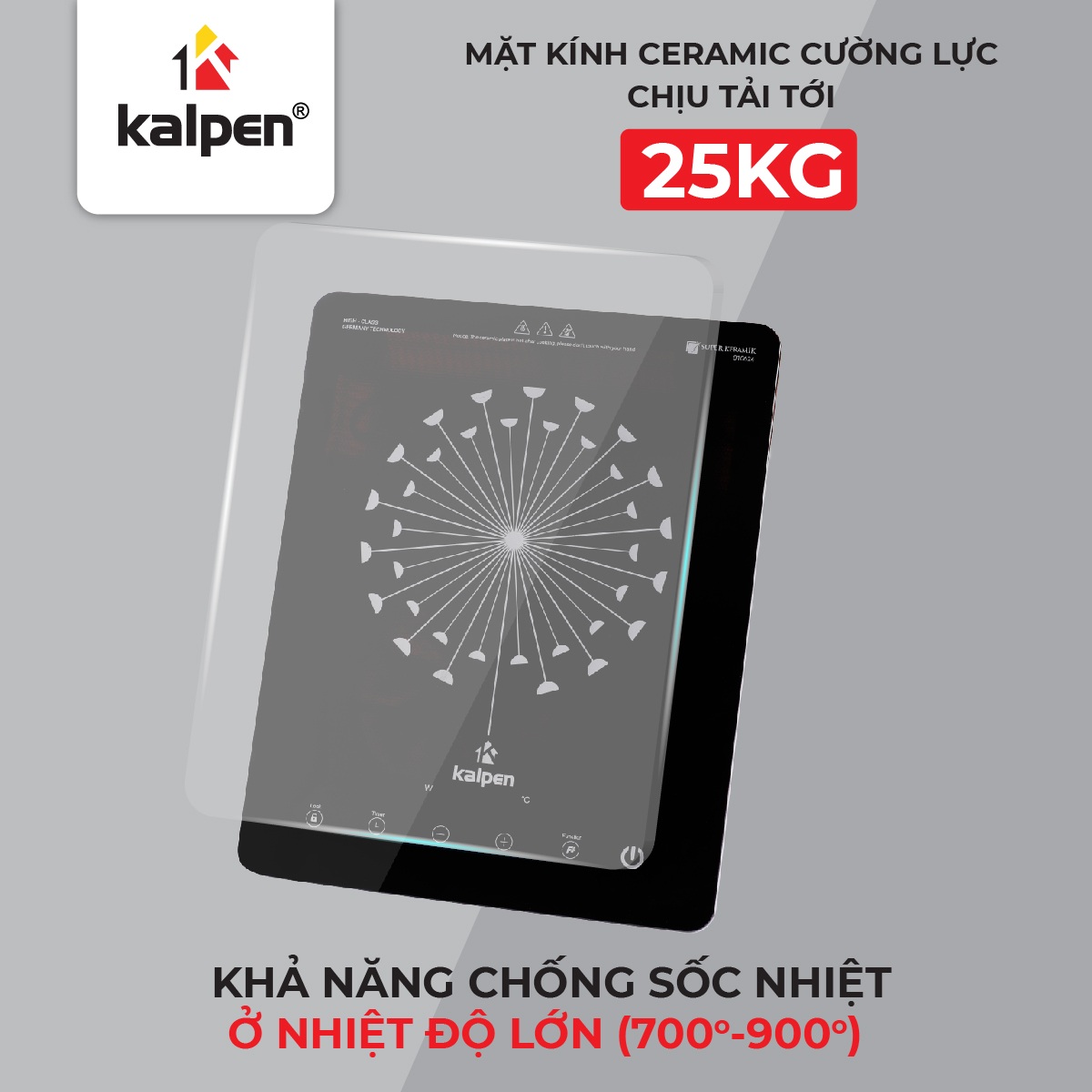 Bếp Điện Bếp Từ Đơn Cao Cấp IK1 Mâm Từ Kép-1800W Chính Hãng KALPEN Bảo Hành 2 Năm
