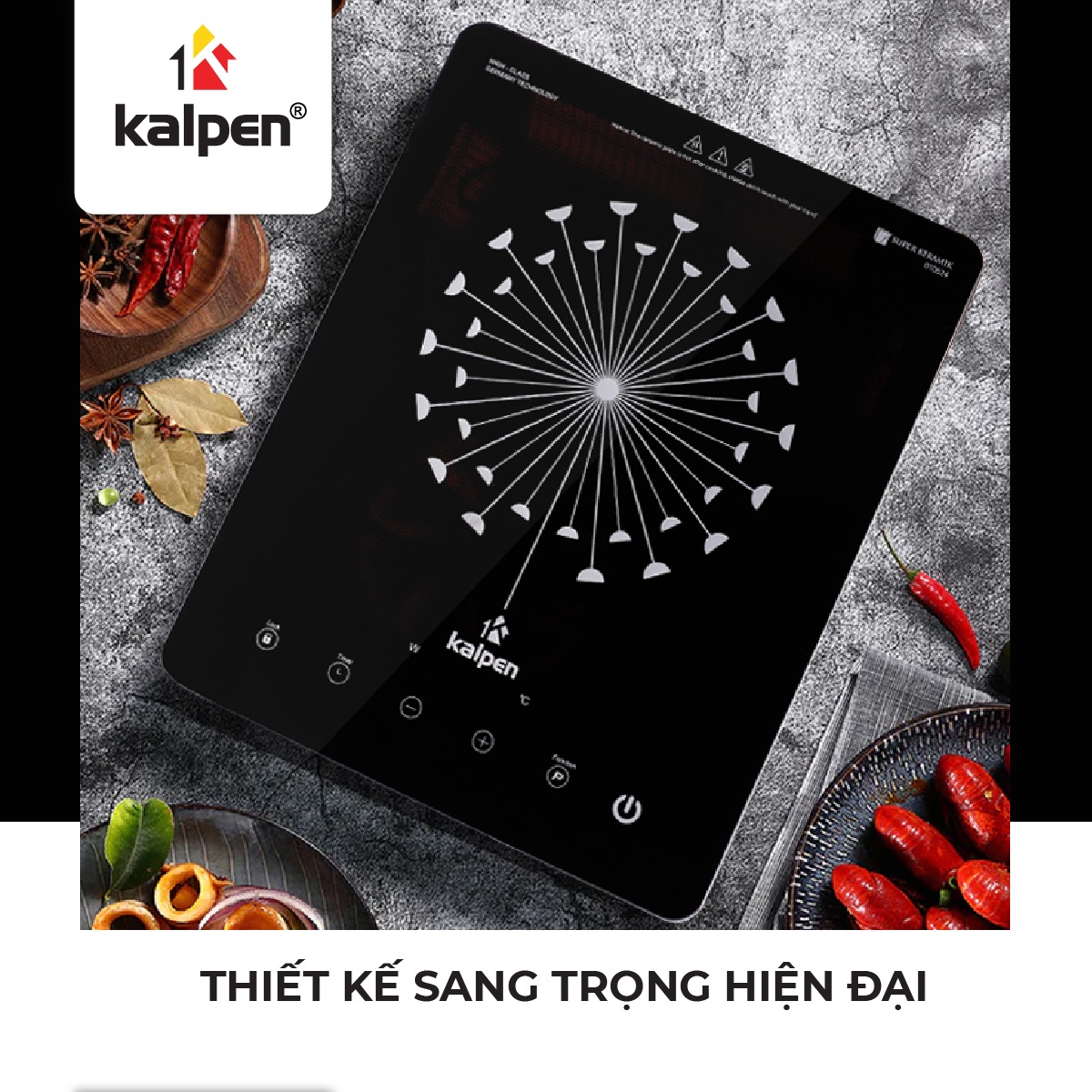 Bếp Điện Bếp Từ Đơn Cao Cấp IK1 Mâm Từ Kép-1800W Chính Hãng KALPEN Bảo Hành 2 Năm